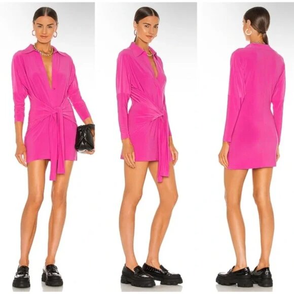 NORMA KAMALI x REVOLVE Mini Tie Front NK Shirt Dress Small 36 - Picture 8 of 8